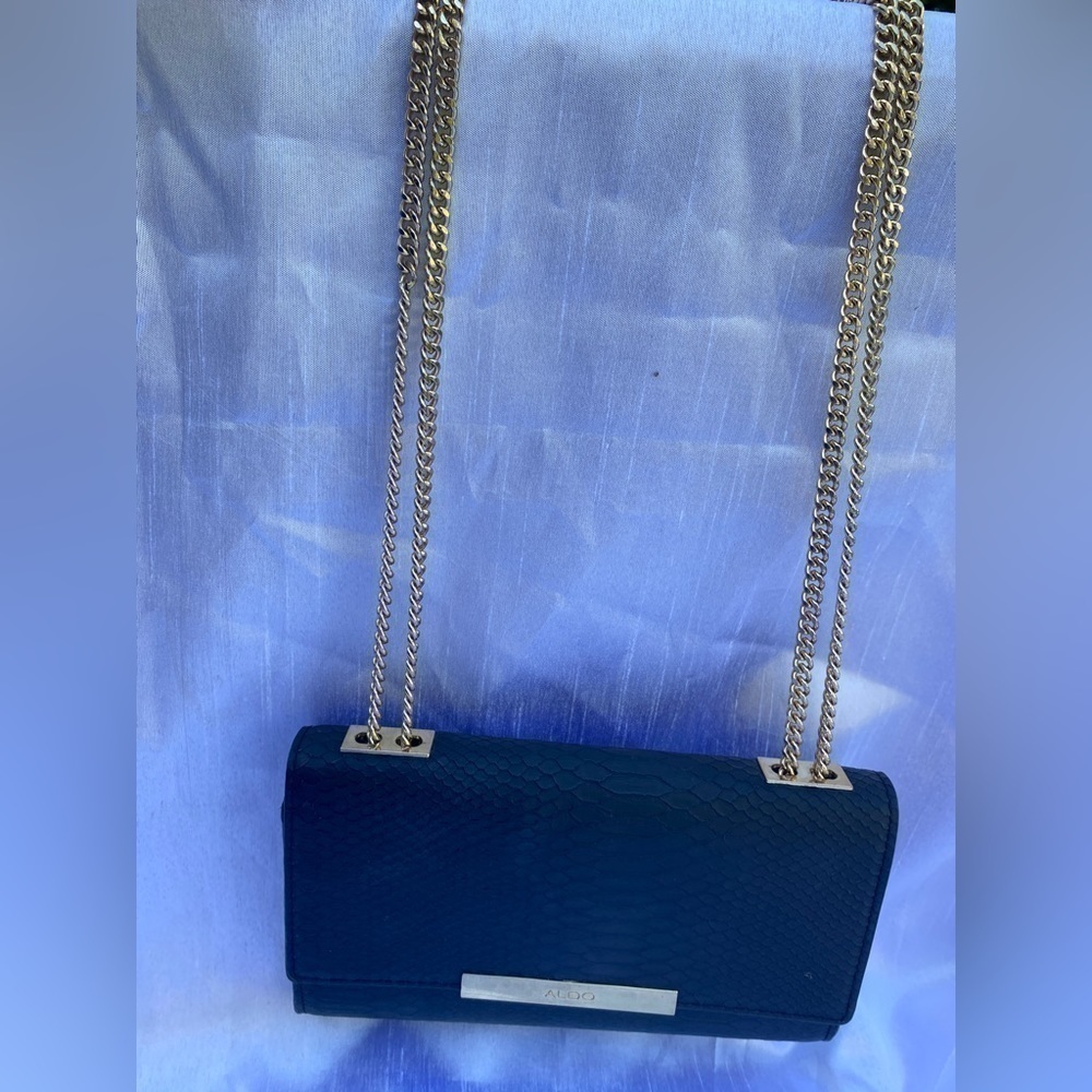 Aldo Clench Purse Black Snakeskin - Picture 8 of 15